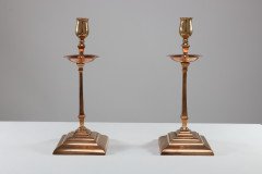 W. A. S. Benson, Pair of Arts & Crafts Brass and Copper Candlesticks II - Thumbnail 3
