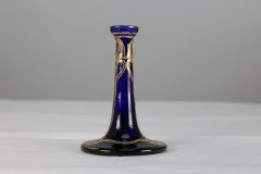 A Bohemian Austrian Art Nouveau Gilded Glass Flower Vase in Bristol Blue Colour - Thumbnail 2