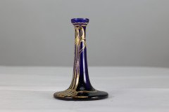 A Bohemian Austrian Art Nouveau Gilded Glass Flower Vase in Bristol Blue Colour - Thumbnail 3