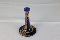 A Bohemian Austrian Art Nouveau Gilded Glass Flower Vase in Bristol Blue Colour - Thumbnail 4