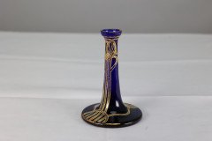 A Bohemian Austrian Art Nouveau Gilded Glass Flower Vase in Bristol Blue Colour - Thumbnail 5