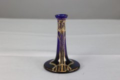 A Bohemian Austrian Art Nouveau Gilded Glass Flower Vase in Bristol Blue Colour - Thumbnail 6
