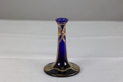 A Bohemian Austrian Art Nouveau Gilded Glass Flower Vase in Bristol Blue Colour - Thumbnail 8