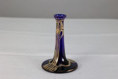 A Bohemian Austrian Art Nouveau Gilded Glass Flower Vase in Bristol Blue Colour - Thumbnail 9