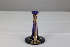 A Bohemian Austrian Art Nouveau Gilded Glass Flower Vase in Bristol Blue Colour - Thumbnail 10