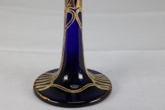 A Bohemian Austrian Art Nouveau Gilded Glass Flower Vase in Bristol Blue Colour - Thumbnail 13