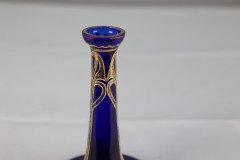 A Bohemian Austrian Art Nouveau Gilded Glass Flower Vase in Bristol Blue Colour - Thumbnail 11