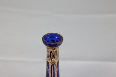 A Bohemian Austrian Art Nouveau Gilded Glass Flower Vase in Bristol Blue Colour - Thumbnail 12