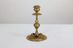 A Gothic Revival Brass Desk Set with a Pair of Candlesticks & a Matching Pen Tray - Thumbnail 5