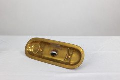 A Gothic Revival Brass Desk Set with a Pair of Candlesticks & a Matching Pen Tray - Thumbnail 11