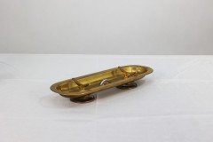 A Gothic Revival Brass Desk Set with a Pair of Candlesticks & Matching Pen Tray - Thumbnail 12
