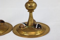 A Gothic Revival Brass Desk Set with a Pair of Candlesticks & Matching Pen Tray - Thumbnail 17