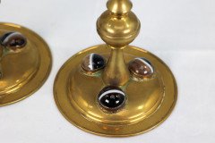 A Gothic Revival Brass Desk Set with a Pair of Candlesticks & a Matching Pen Tray - Thumbnail 18