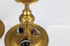 A Gothic Revival Brass Desk Set with a Pair of Candlesticks & Matching Pen Tray - Thumbnail 9