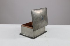 Liberty & Co., Arts & Crafts Cedar Lined Pewter Jewellery Box with Abalone Blue Semi-precious Stone - Thumbnail 11