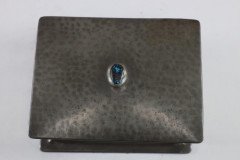 Liberty & Co., Arts & Crafts Cedar Lined Pewter Jewellery Box with Abalone Blue Semi-precious Stone - Thumbnail 8