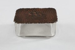 Mid-Century, c.1950 Glass and Copper Jewellery Box with Hand-Hammered Ship Lid - Thumbnail 3
