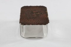 Mid-Century, c.1950 Glass and Copper Jewellery Box with Hand-Hammered Ship Lid - Thumbnail 5