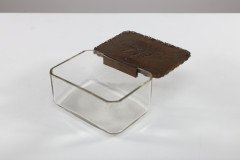 Mid-Century, c.1950 Glass and Copper Jewellery Box with Hand-Hammered Ship Lid - Thumbnail 10