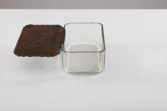 Mid-Century, c.1950 Glass and Copper Jewellery Box with Hand-Hammered Ship Lid - Thumbnail 13
