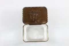 Mid-Century, c.1950 Glass and Copper Jewellery Box with Hand-Hammered Ship Lid - Thumbnail 17