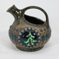 Imperial Amphora Austrian An Art Nouveau wine jug with Father Christmas & a tree - Thumbnail 1