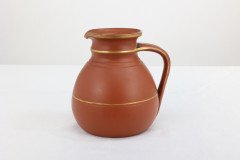 Prattware. A Gothic Revival Terracotta Jug with Gilded Line Decoration - Thumbnail 2