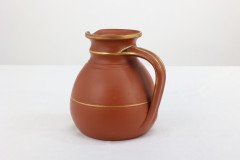 Prattware. A Gothic Revival Terracotta Jug with Gilded Line Decoration - Thumbnail 4