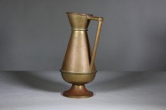 A Large Gothic Revival Heavy Brass Jug with a Simple Angular Form & Handle - Thumbnail 3