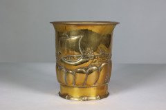 Margaret Gilmour School, Arts & Crafts Brass Planter with Galleon Scene - Thumbnail 8