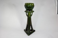 Bretby. An Arts & Crafts Green Planter & Stand Both Stamped Bretby - Thumbnail 2