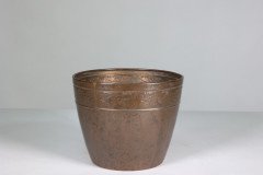 Joseph Sankey & Sons Large Arts & Crafts Copper Planter with Embossed Flower Pod - Thumbnail 5