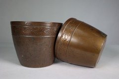 Joseph Sankey & Sons Large Arts & Crafts Copper Planter with Embossed Flower Pod - Thumbnail 6