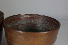 Joseph Sankey & Sons Large Arts & Crafts Copper Planter with Embossed Flower Pod - Thumbnail 7