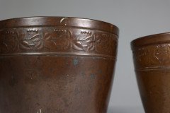 Joseph Sankey & Sons Large Arts & Crafts Copper Planter with Embossed Flower Pod - Thumbnail 9