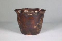 Joseph Sankey & Sons. Large Arts & Crafts Embossed Flower Pod Copper Planter - Thumbnail 5