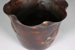 Joseph Sankey & Sons. Large Arts & Crafts Embossed Flower Pod Copper Planter - Thumbnail 9