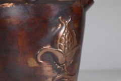 Joseph Sankey & Sons. Large Arts & Crafts Embossed Flower Pod Copper Planter - Thumbnail 11