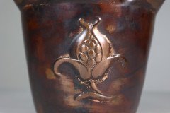 Joseph Sankey & Sons. Large Arts & Crafts Embossed Flower Pod Copper Planter - Thumbnail 12