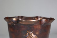 Joseph Sankey & Sons. Large Arts & Crafts Embossed Flower Pod Copper Planter - Thumbnail 10