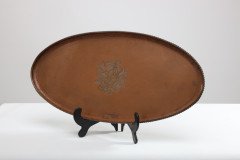 Hugh Wallis. Arts & Crafts Oval Copper Tray with Rope Twist Edge - Thumbnail 2