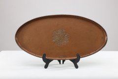 Hugh Wallis. Arts & Crafts Oval Copper Tray with Rope Twist Edge - Thumbnail 3