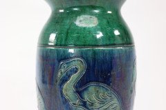Belgian Art Pottery, Tall Earthenware Vase with Flamingo Frieze - Thumbnail 9