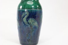 Belgian Art Pottery, Tall Earthenware Vase with Flamingo Frieze - Thumbnail 11