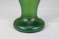 Loetz, attributed. A Tall Art Nouveau Green Iridescent Vase with Brass Floral Collar - Thumbnail 10