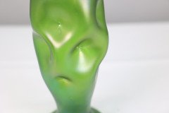 Loetz Attributed, Tall Art Nouveau Green Iridescent Vase with Brass Floral Collar - Thumbnail 9