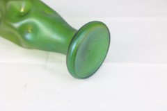 Loetz, attributed. A Tall Art Nouveau Green Iridescent Vase with Brass Floral Collar - Thumbnail 12