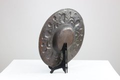 Arts & Crafts Copper Wall Plate, Repoussé Floral with Rivet Dots - Thumbnail 13