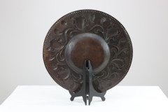 Arts & Crafts Copper Wall Plate, Repoussé Floral with Rivet Dots - Thumbnail 14