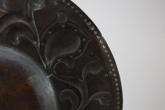 Arts & Crafts Copper Wall Plate, Repoussé Floral with Rivet Dots - Thumbnail 15